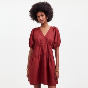 NWT Madewell Puff-Sleeve Mini Dress in Poplin Size M